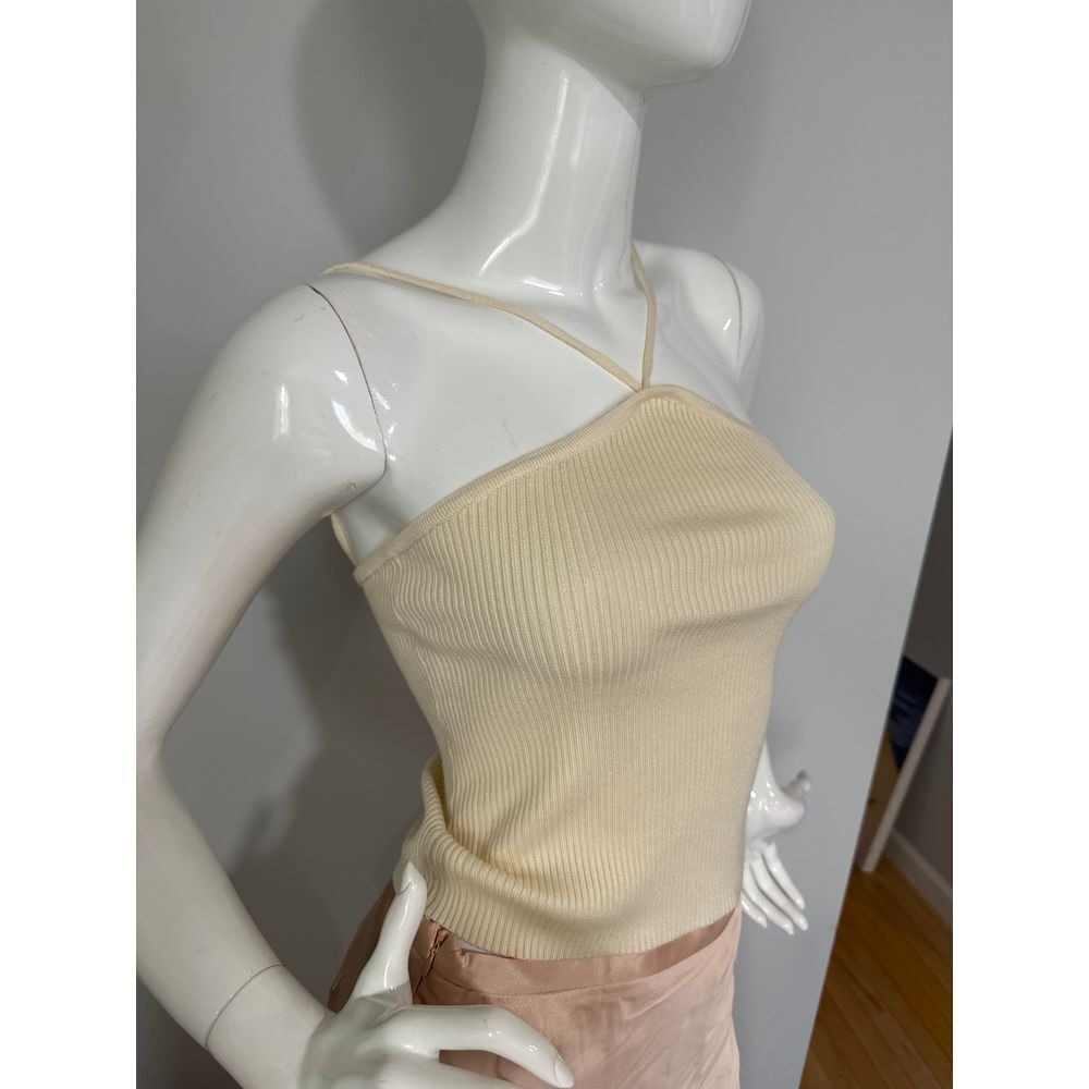 Commense Ribbed Halterneck Beige Top Size Small - Picture 6 of 8